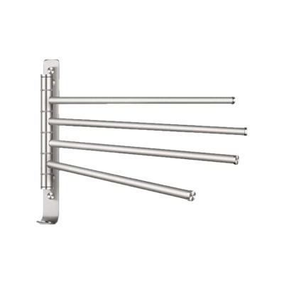 China Fashion Stainless Steel Towel Rack 4 Bar Towel Rack Rotating Wall Mounted Bathroom Towel Rack With Hanging Hooks for sale