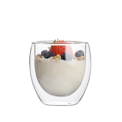 China Sustainable Transparent High Borosilicate Glass Cup Double-Wall Glass Cup Coffee Mug For Coffee And Drinks for sale