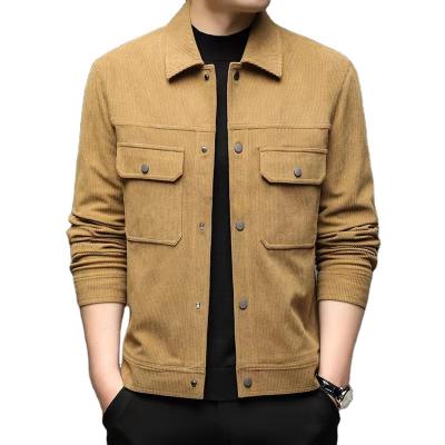 China Corduroy Upper Korean Men's Casual Solid Color Lapel Jacket Men's Version Breathable Work Jacket for sale