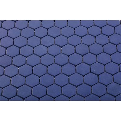 China Parquet Stain Resistance Hexagon Recycle Glass Mosaic Bathroom Wall Tile OEM&ODM for sale