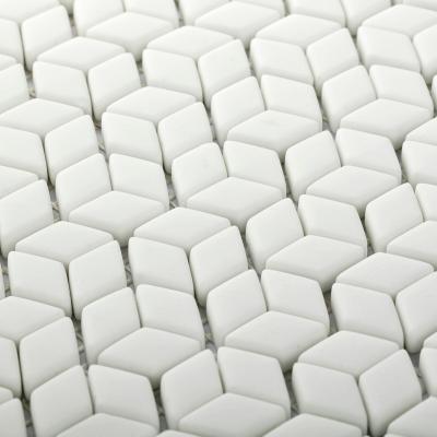 China Matte Rhombus Wholesale Simple Waterproof CLASSIC reused Mini Living Room Mosaic Tiles white glass for sale