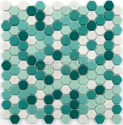 China Parquet Deck Global Aqua Mosaic Slabs Bathroom Glass Tiles for sale