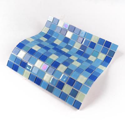 China Blue Square Mosaic Tile Flooring Swimming Pool Mosaic Slabs Porcelain Decorative Slab Mosaic for sale