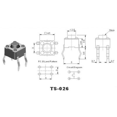 China Professional Micro Switches 6x6mm Micro Switches Copper Arcade Tact Pins Micro Switch Button for sale