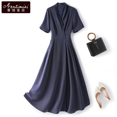 China High Quality Viable Chiffon Women's Summer Dress Women's Medium Length V-Neck Casual Dress for sale