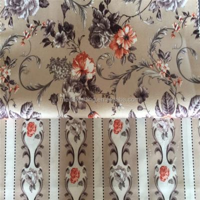 China Single flower stripe matched printed paper on FDY velvet for sale