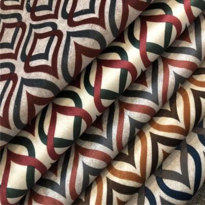 China Simple Classic Geometric Paper Printing Velvet Polyester Sofa Fabric for sale