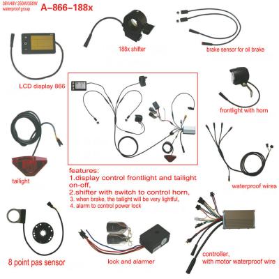 China Electric Bicycle Mountain Bike Moped Waterproof Line Kit Accessories /Controller Instrument Headlight Tail Light 866 Models 866 Models for sale