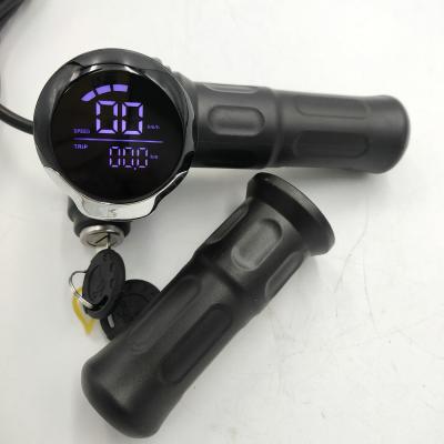 China Twist Throttle With Lock+Display Speed ​​Voltage Battery Indicator Odometer Electric Bike Scooter MTB Tricycle Part PBEV801 24v36v48v60v for sale