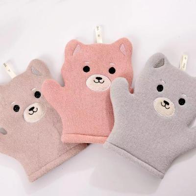 China EXFOLIATING Cute Design Bath Gloves For Kids Body Massage Plant Silk Dead Skin Remove for sale