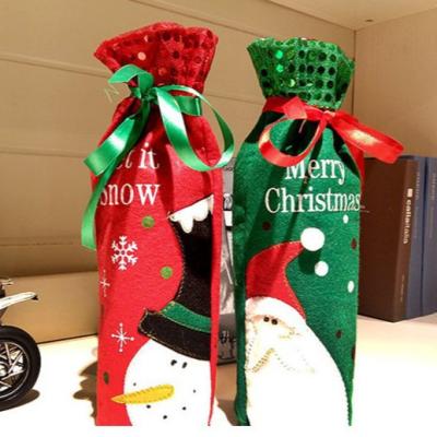 China Cloth Christmas Party Decorations Christmas Wine Bottles Christmas Decorations Red Wine Favors Gift Bags for sale