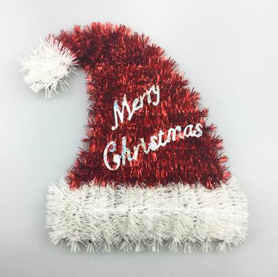 China China Yiwu Santa Claus Plastic Hat Plush Christmas Ornament Double Sale Pendant for sale