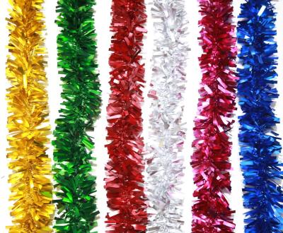 China Wholesale Pet Foil Wired Tinsel Garland For Christmas And Other Festival Decoration for sale