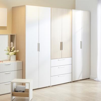 China (Size) Simple Design Bedroom Adjustable Wall Cabinet Set Dressing Wardrobe With White Mirror Sliding Door System Particle Plywood PVC Panel Handle for sale