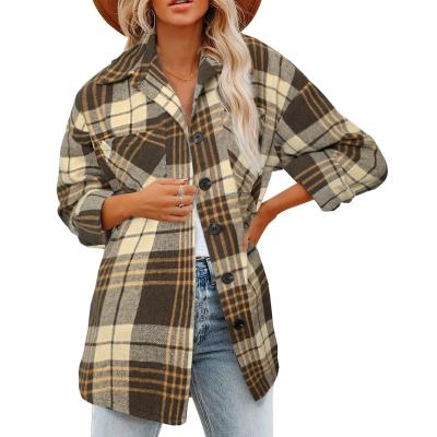 China 2023 Viable SpromhWomen Basic Plaid BlousWomen Shirt Jacket Tunic Long Sleeve Plaid Shirt for sale