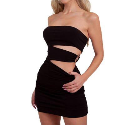 China 2023Strapless Ruched Mini Dress Sexy Backless Bandeau Top Bodycon Breathable Tube Dresses Print Club Party Short Dress for sale