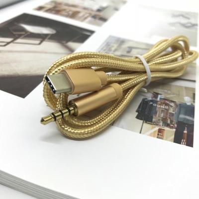 China MP3/MP4 Player Type-C to 3.5mm Audio Cable Solid Color Braided Type-C Type Aux. C car audio cable for sale