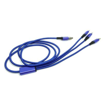 China MP3/MP4 player dragon armor data cable 3-in-1 drag three data cable USB mobile phone charging cable one fast charging for sale