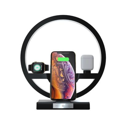 China Smart Watch Mobile Phone Watch Earphone Wireless Charger 3 in 1 Wireless Charger with Lamp for sale