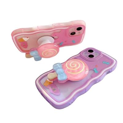 China Wholesale Custom Cute Adjustable Logo Arc Lollipop Design Phone Grip Phone Grip Acrylic Lazy Bracket Desktop for sale