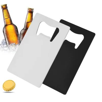 China Eco-friendly Bar Blade Tool Black Plating Stainless Steel Business Card Bottle Opener With 4 Colors Logo Printing for sale