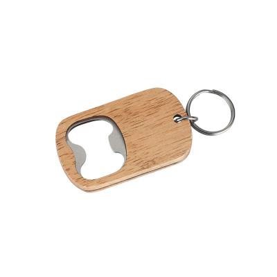 China High Quality Factory Design Custom Logo Wooden Bottle Opener For Bottle Beer Chain Key Opener With Key Ring for sale