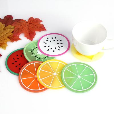 China Viable Custom 2D PVC Fruit Design Soft Cup Mat Rubber Coasters for sale