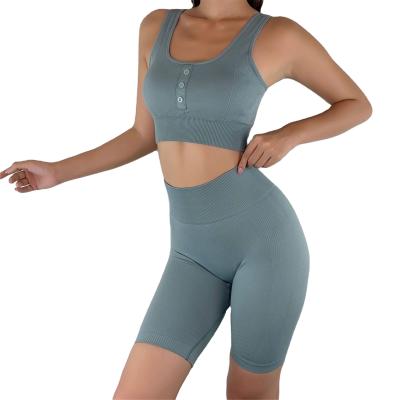 China 2021 Plus Size Breathable Sports Brand Shorts Sets Active Fitness Women 2 Piece Yoga Shorts Sets for sale