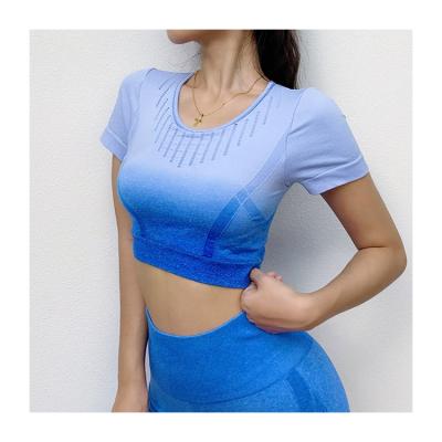 China OEM Women's Summer Brandilliant Breathable Tee Colors T Shirt Women Lady Summer Gradient Oversized T-shirt for sale