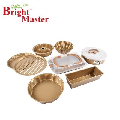 China Sustainable 10PCS Gold Non-Stick Bakeware Set for sale