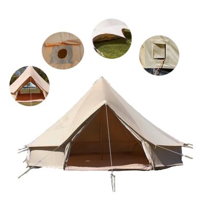 China Extended Type Customized Large Space Family 4-7 Person Glamping Canvas Bell Tent For Sale for sale