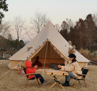 China Extended Type 280gsm Cotton Canvas Classy Waterproof Bell Family Tent For Glamping for sale