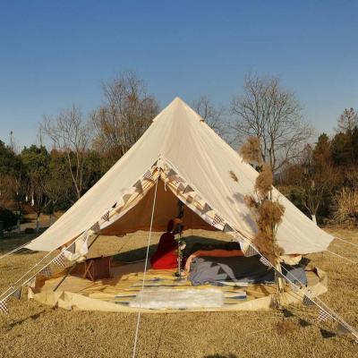 China Extended Type Outdoor Vacation Luxury Gamping 3M Cotton Canvas Bell Tent For 2-3 Person for sale