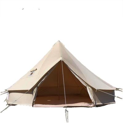 China High Quality Yurt Cotton Canvas Waterproof Big Bell Tent Straight Tying Type For Outdoor Glamping for sale