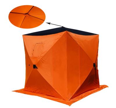 China Snow Field Nail Waterproof Oxford Cloth Customized Automatic Cube Frame Ice Fishing Tent for sale