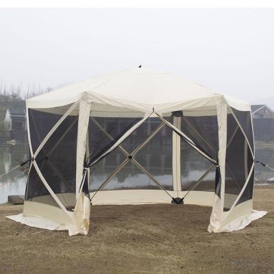 China Hexagonal Diamond Ground Nail Customized Outdoor Garden Pop Up Camping Mesh Screen Room House 6-Sided Hub Durable Tent Screen House Gozebo Tent for sale