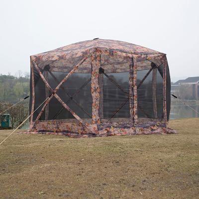 China Diamond Ground Nail Customized Hexagonal Pop Up 6 Sides Screen Room Gazebo Tent Double Layer Outdoor Camping Tent With Mesh Screen Room House for sale