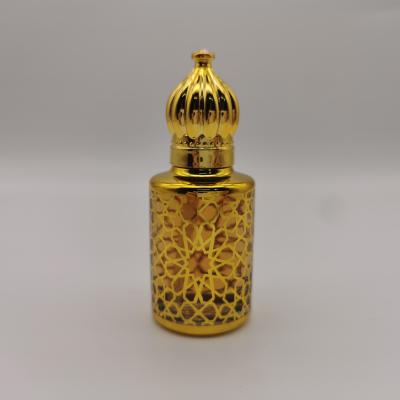 China Best Selling 12ml Mini Size Bullet Shape Glass Personal Care Perfume Bottle With Gold Color Decoration For Travel for sale