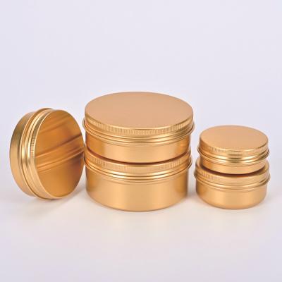 China Gift & Wholesale Craft Candle Jar Cosmetic Aluminum Tin Gold Color Gold Color Factory for sale