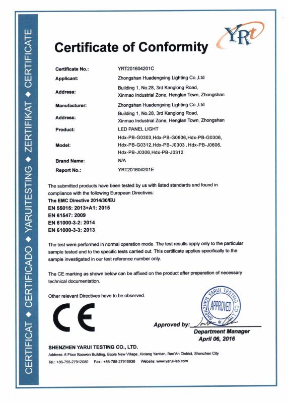 CE - Zhongshan Huadengxing Lighting Co., Ltd.