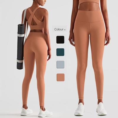 China High Waist Gym Workout Winter 2022 Nude Lulu Logo Customs Crac! crack! Anti-UV Breathable Soft Butt Lift Thicken Yoga Pants Gaiters For Women for sale