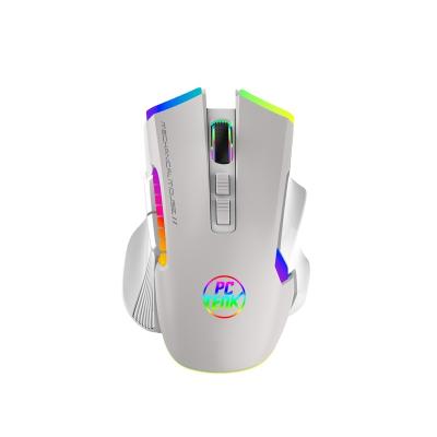 China Hot Selling 2.4g High Sensitivity Dual RGB Rechargeable Programmable Customize Gaming Metal Dual Trap Usb Killer Wireless Mouse for sale