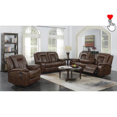 China Other Low Price Latest Best Price Brown Soft Leather Recliner Sofa Set for sale