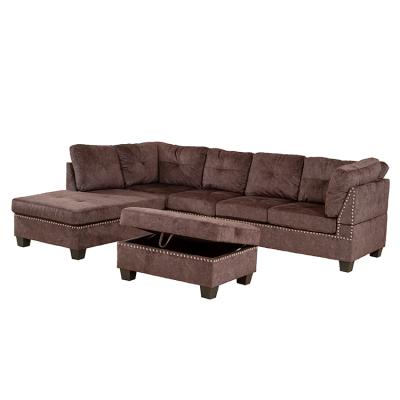 China Other Best Selling Gray Living Room Furniture Chaise Lounge Brown Sectional Sofa for sale