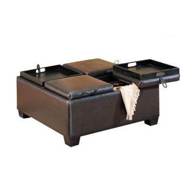 China Moderate Price Foldable Black Square Leather Storage Stool Bench for sale