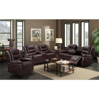 China Frank adjustable furniture good (size) supplier used sets brown leather recliner sofa set for hotel for sale