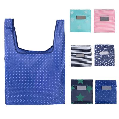 China Reusable Large Size Durable Grocery Bag Durable Shopping Tote Bag Reusable Nylon Strong Folding Folding Polyester Handle Shopping Bag for sale