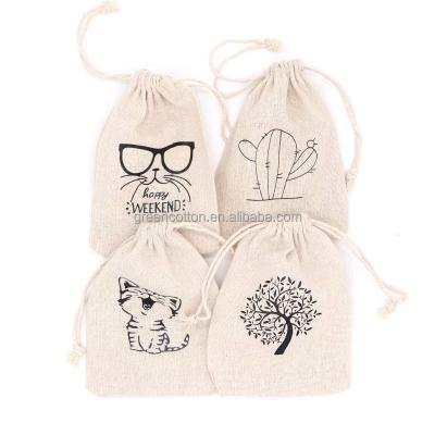 China Eco-Friendly Logo Printed Cotton Linen Candle Jewelry Recyclable Custom Pocket Soap Gift Drawstring Bag for sale