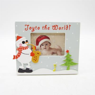 China MDF Christmas Photo Frame Display Digital Printing Rectangle Wooden MDF Christmas Tree Gift Snowman for sale