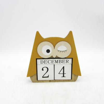 China Minimalist wooden owl decorate blocks and calendar w date days. for sale